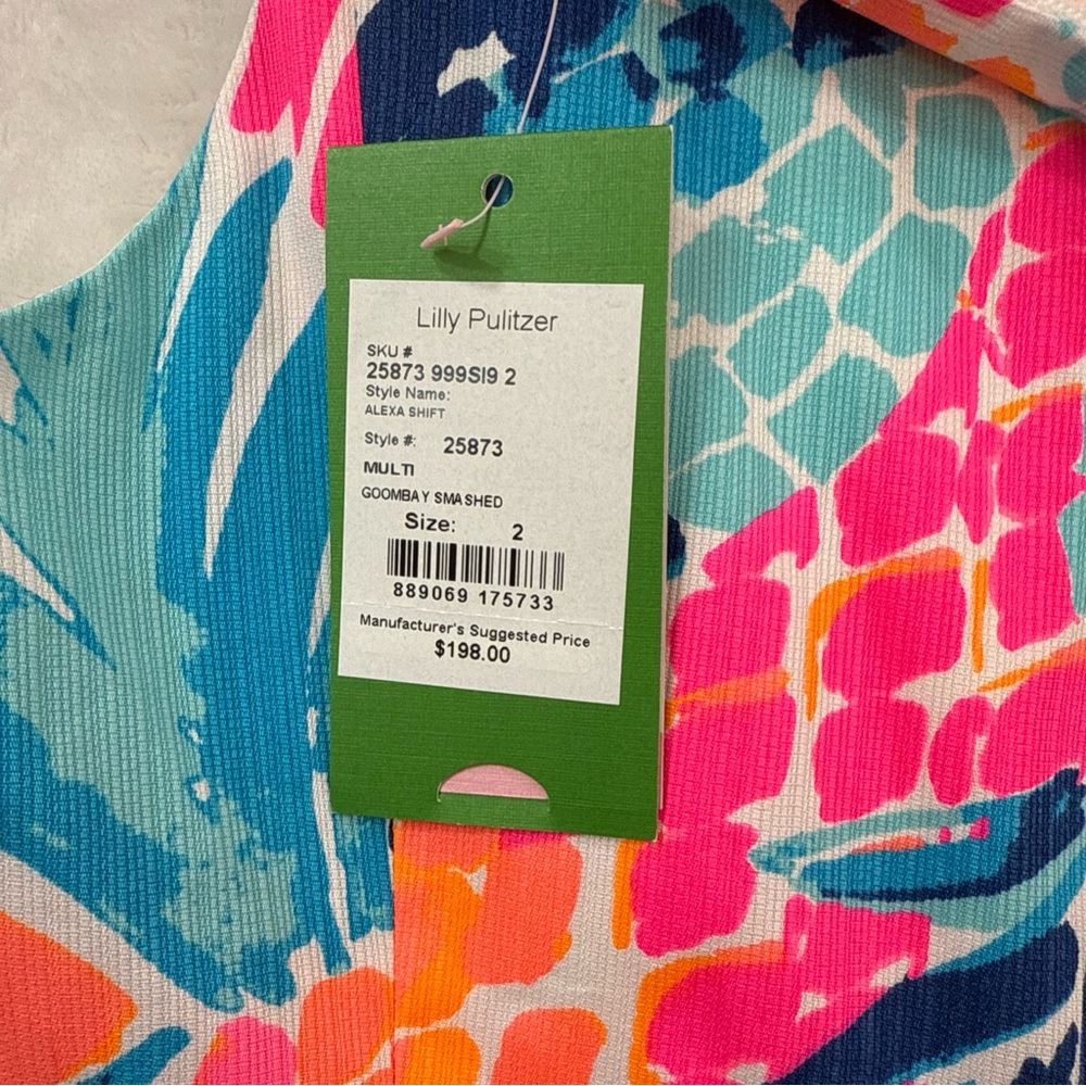 NWT $198 Lilly Pulitzer ALEXA Multi Goombay Smashed Shift Dress Womans Sz 2 New - Picture 6 of 11